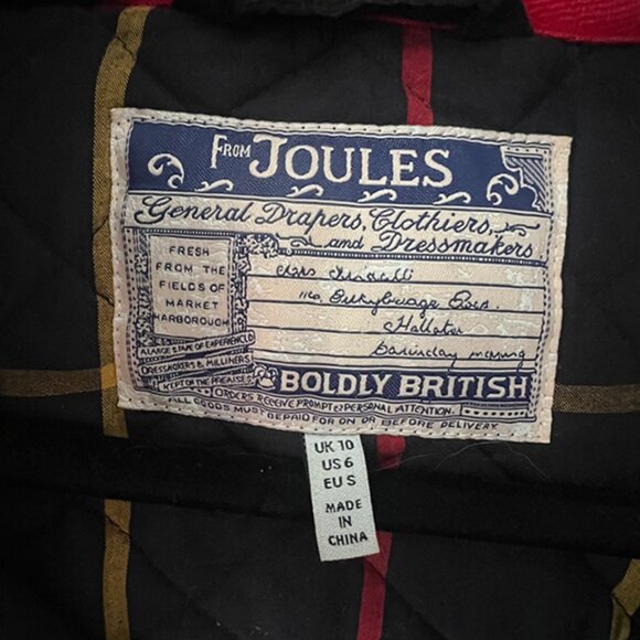 Joules Marcotte Quilted Jacket with Plaid Interior - Size 4 - Picture 6 of 11